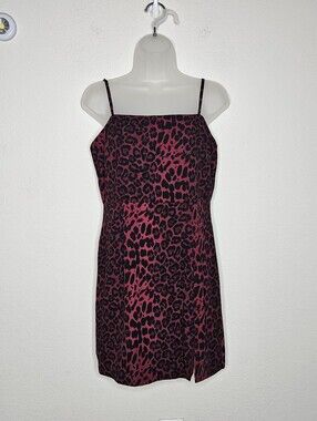 Dress the Population Kallan Burgundy Leopard Print Mini Dress Size M NWT